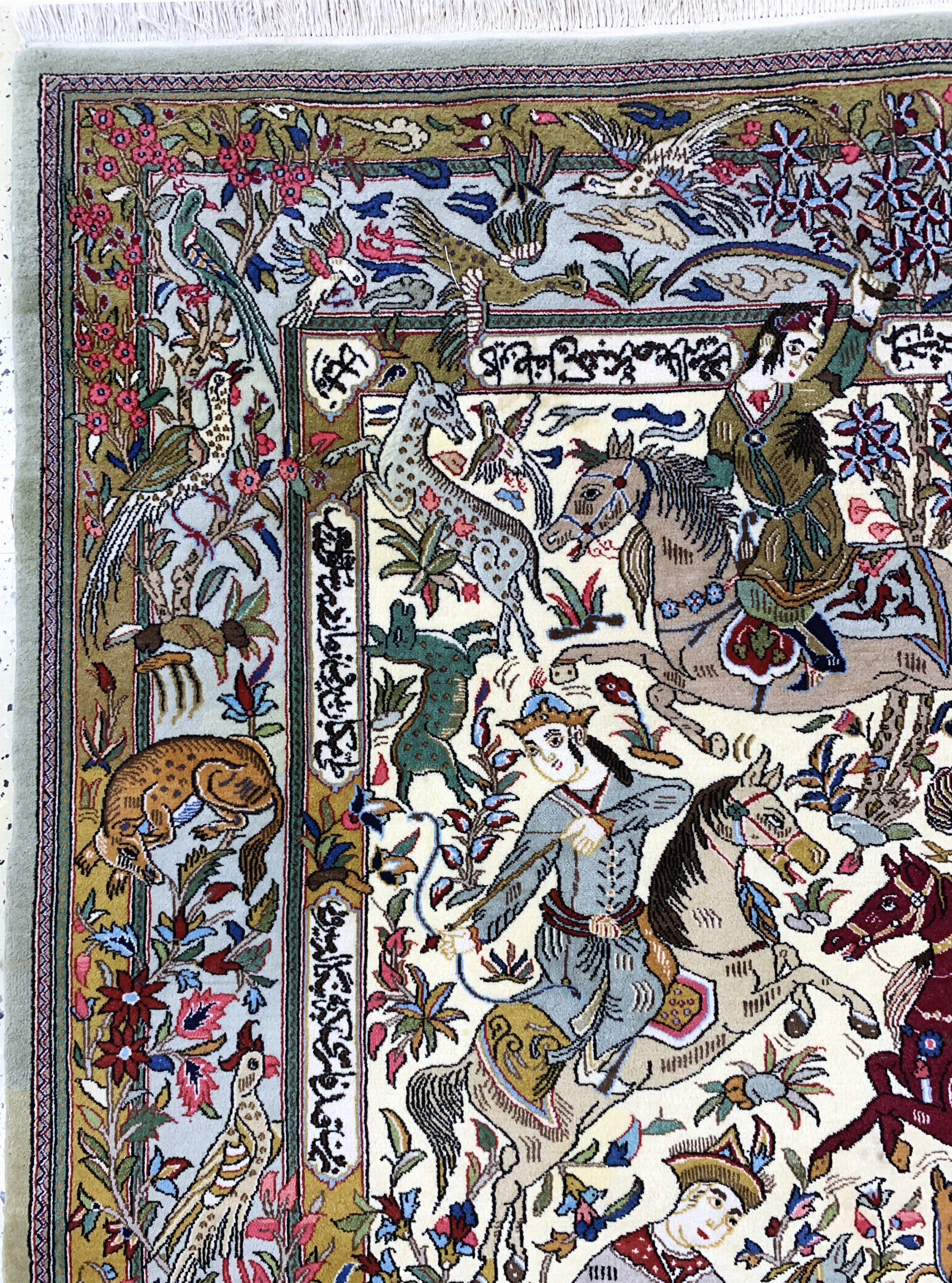 Detail d: Ghom Kork fein signiert, Persien, Mitte 20.Jhd, Korkwolle auf Baumwolle, ca. 200 x 135cm, EHZ: 2