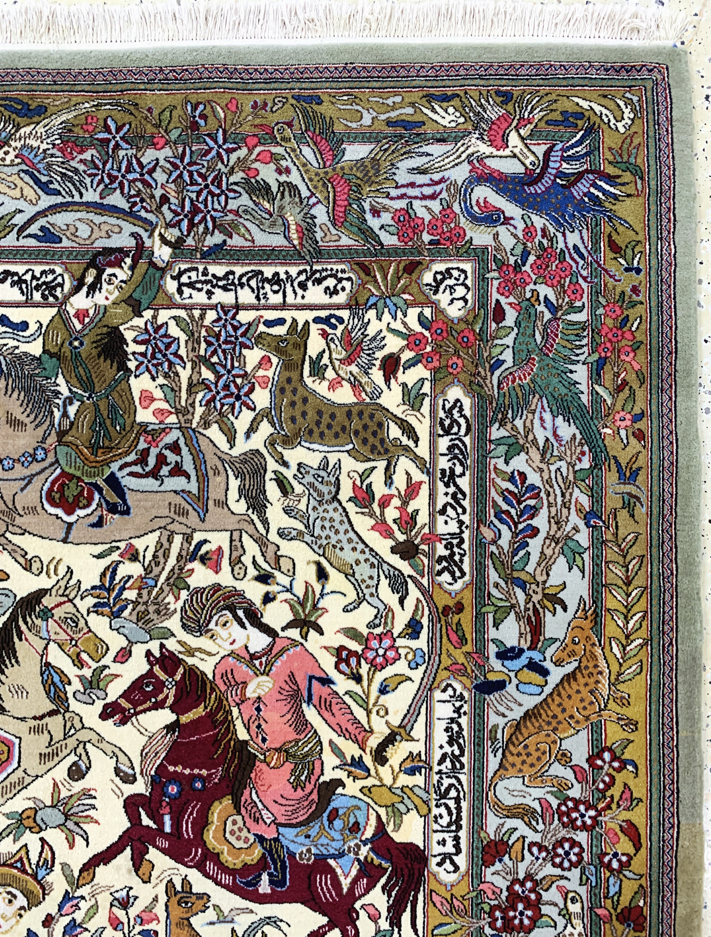Detail e: Ghom Kork fein signiert, Persien, Mitte 20.Jhd, Korkwolle auf Baumwolle, ca. 200 x 135cm, EHZ: 2