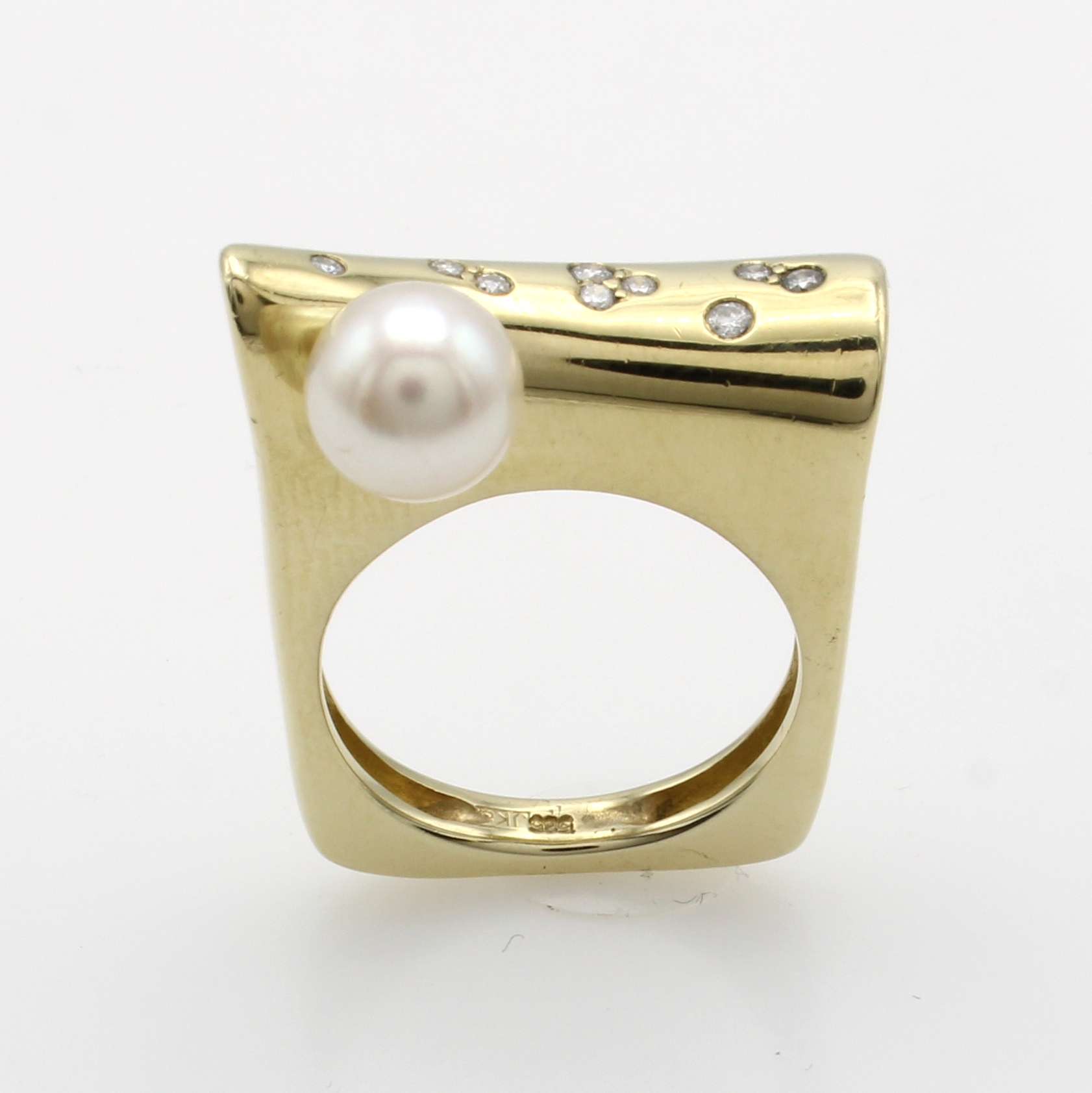 Image 27086295 - Ring mit Akoyaperle und Brillanten, GG 750/ 000, Brill. zus. ca. 0.07 ct Weiß/si, ...