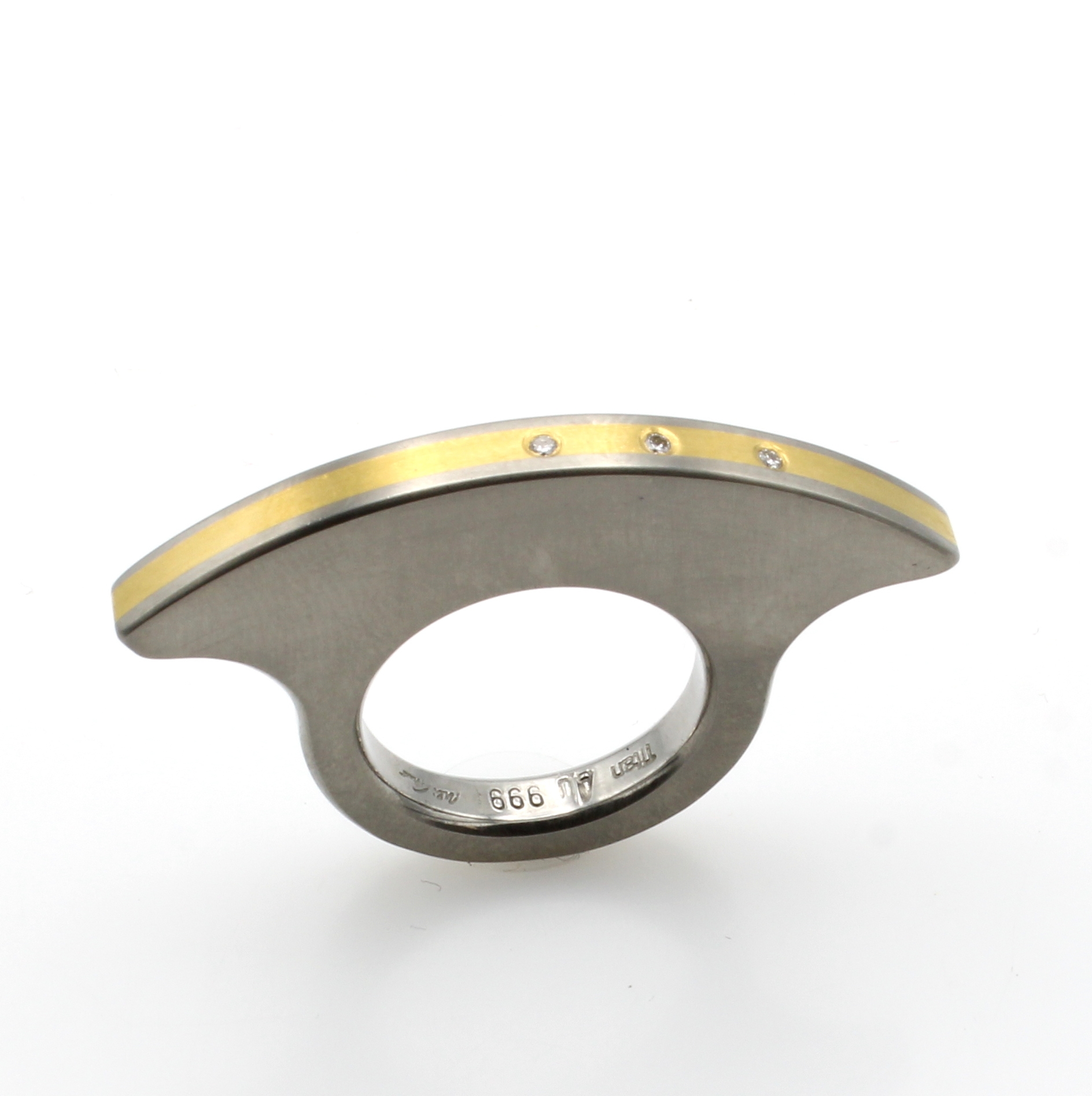 Image 27086296 - Ausgefallener Ring mit Diamanten, GG 750/000und Titan, Brill. zus. ca. 0.03 ct Weiß/vs, ...