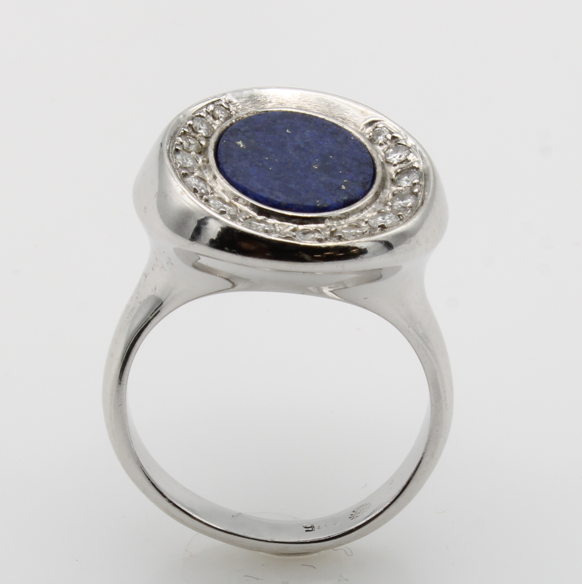 Image 27086298 - Ring mit Lapislazuli und Brillanten, WG 585/000, runder Ringkopf bes. m. Brill. zus. ca. ...