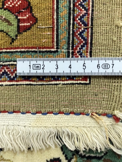 27086293g - Qum cork fine signed, Persia, mid-20th century, corkwool on cotton, approx. 200 x 135cm, ...