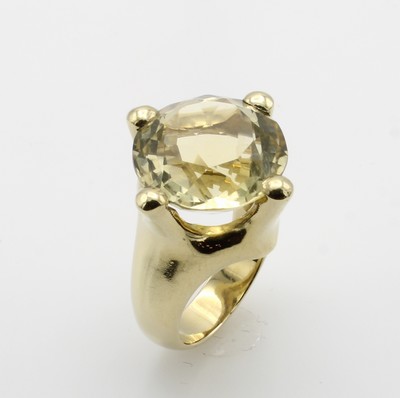 27086297a - Ring mit Citrin, GG 585/000, rundfacett. Citrin ca. 14 ct, RW ca. 55 Schätzpreis: 1600, ...