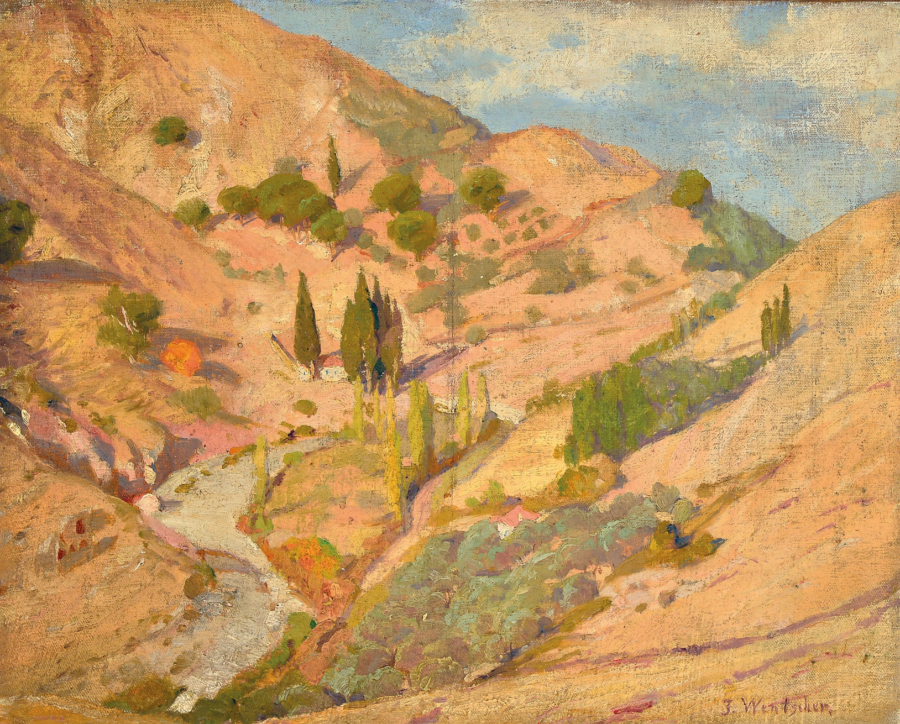 Image 27086485 - Julius Wentscher d.J., 1881 Königsberg-1961 Berlin, Landschaft in Griechenland, Öl/ ...