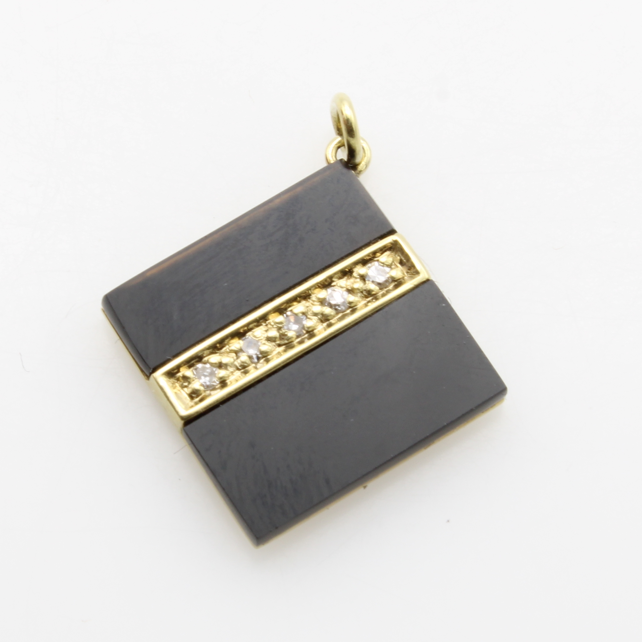 Image 27086489 - Anhänger mit Onyx und Diamanten, GG 585/000, 8/- Diam. zus. ca. 0.05 ct Weiß/si, mit ...