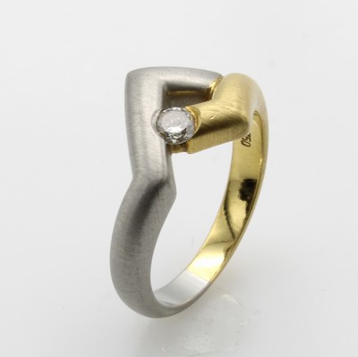 27086508a - Ring mit Brillant, GG 750/000 u. Platin 950, Brill. ca. 0.15 ct Weiß/si, feinsatiniert, ...