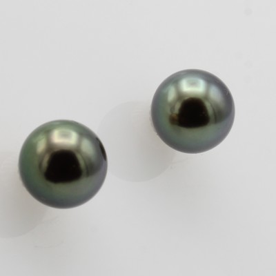 27086511a - Paar Ohrstecker mit Tahitizuchtperlen, WG 750/000, Perlen von grünlich-grauem Lüster, ...