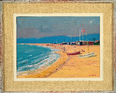 27086566k - Karl Bürkli, 1917 Werrikon-2012 Uster, Am Strand, Öl/Lwd, rechts unten sign. und dat. ...