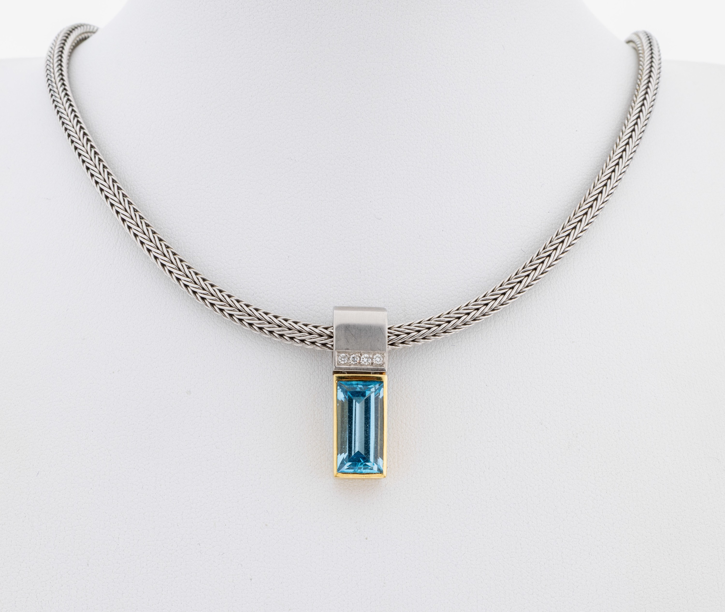 Image 27086646 - 14 kt Gold Topas-Brillant-Clipanhänger, GG/WG 585/000, WG sat., in GG gefasster ...