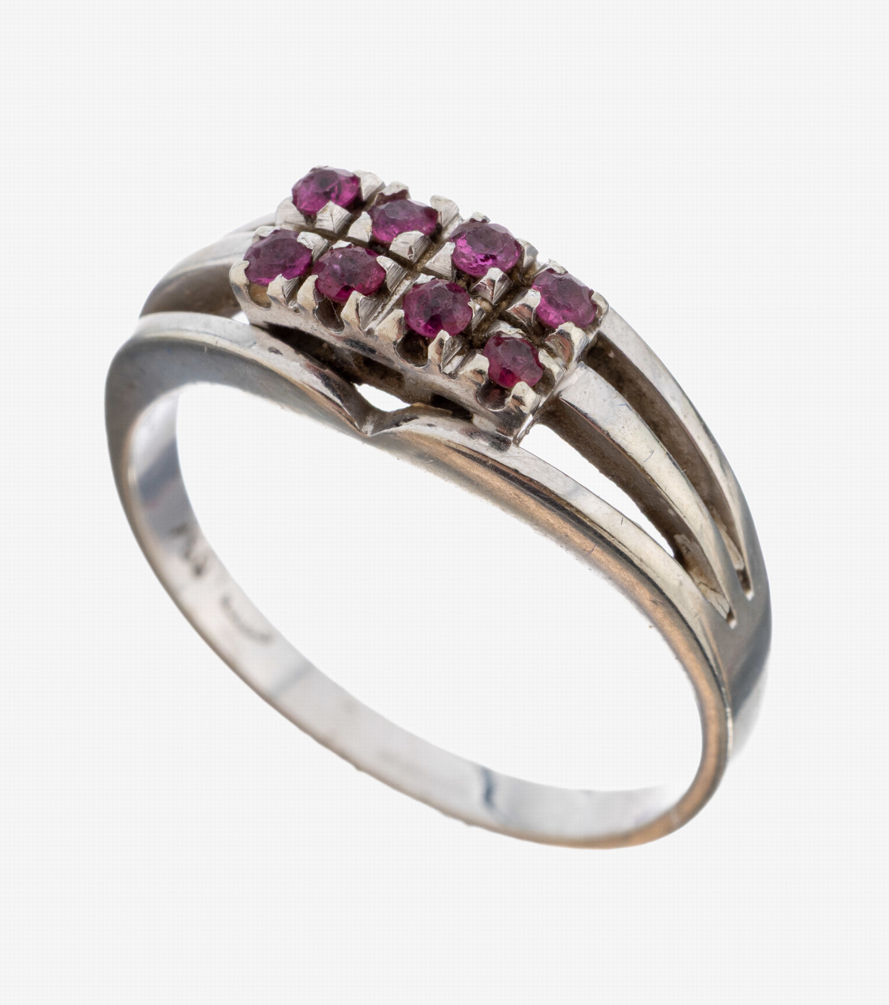 Image 27086647 - 18 kt Gold Rubin-Ring, WG 750/000, 8 kl. rundfacett. Rubine, RW 56, ca. 4.0 g