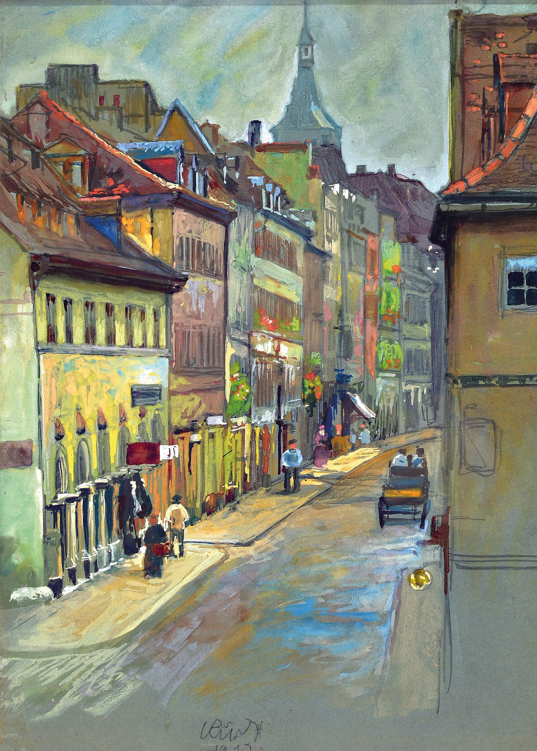 Image 27086648 - Peter Würth, 1873 Würzburg-1945 Veitshöchheim, Die alte Karmelitergasse in Würzburg, ...
