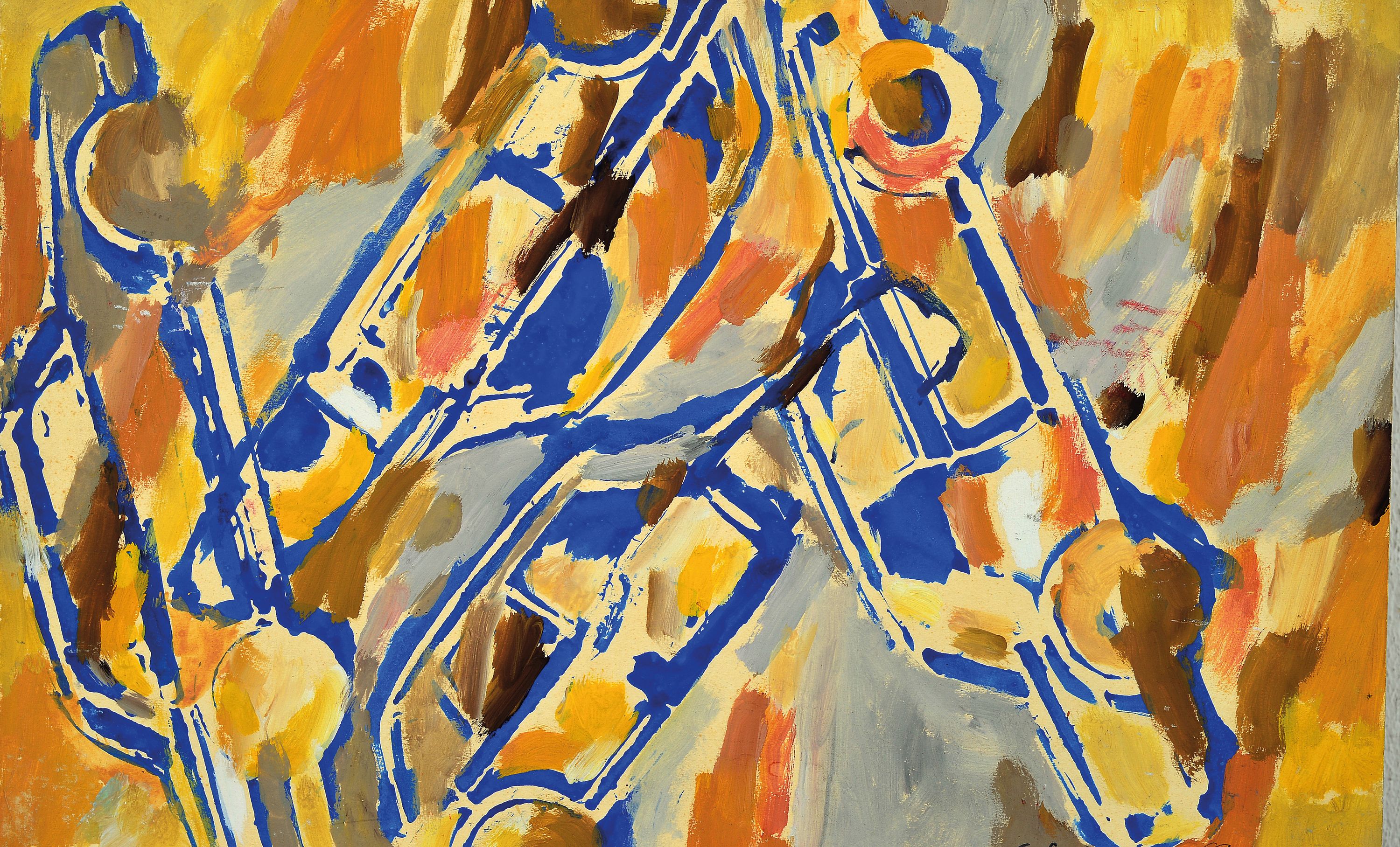 Image 27086660 - Carl Siebert, geb. 1922, 2 abstrakte Kompositionen mit dem Auto als Thema, Gouache auf ...