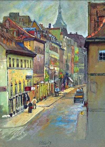Image Peter Würth, 1873 Würzburg-1945 Veitshöchheim, Die alte Karmelitergasse in Würzburg, ...