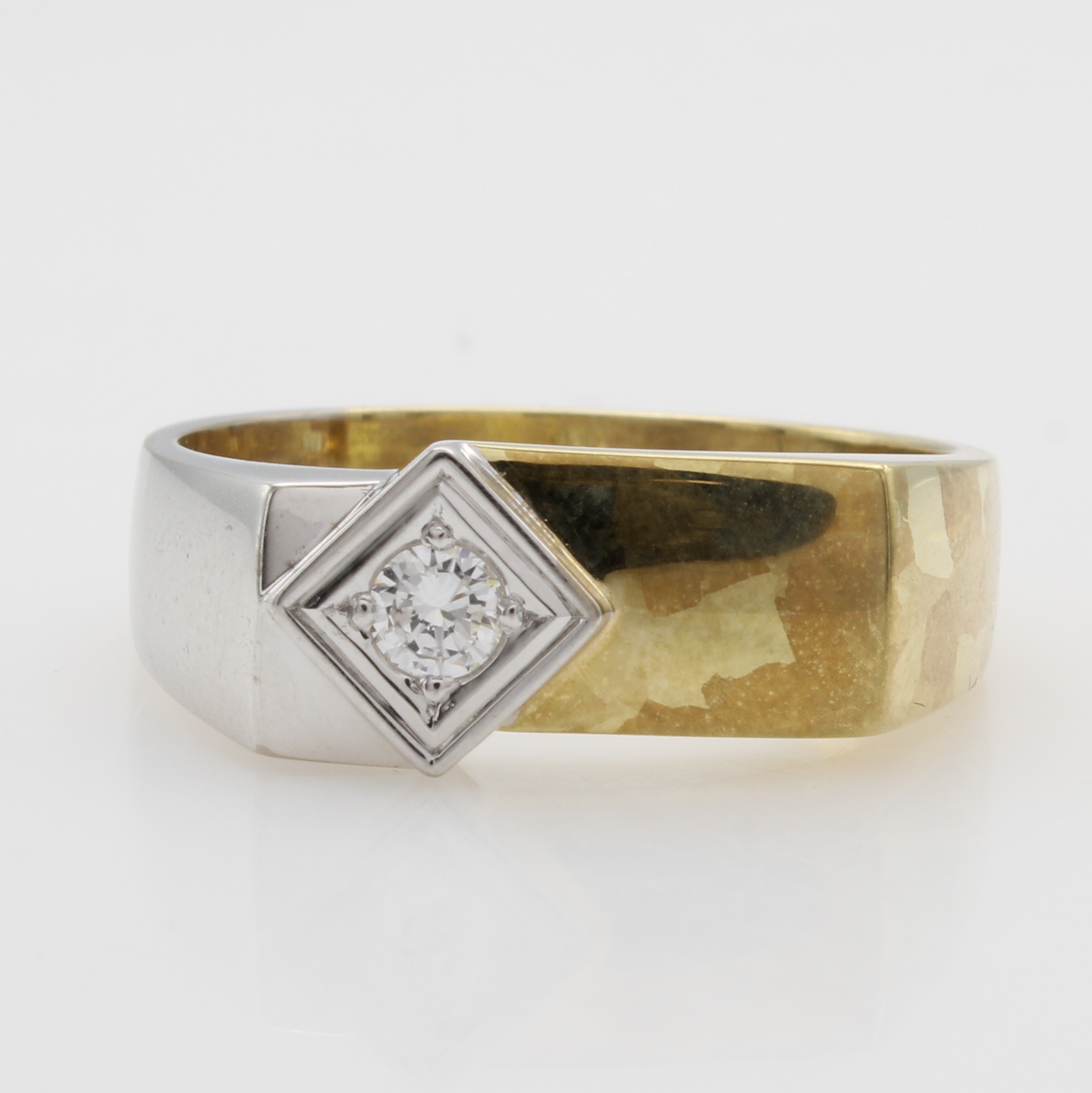 Image 27086836 - Herrenring mit Brillant, GG/WG 585/000, Brill. carréef. Fassung ca. 0.15 ct Weiß/si, ...