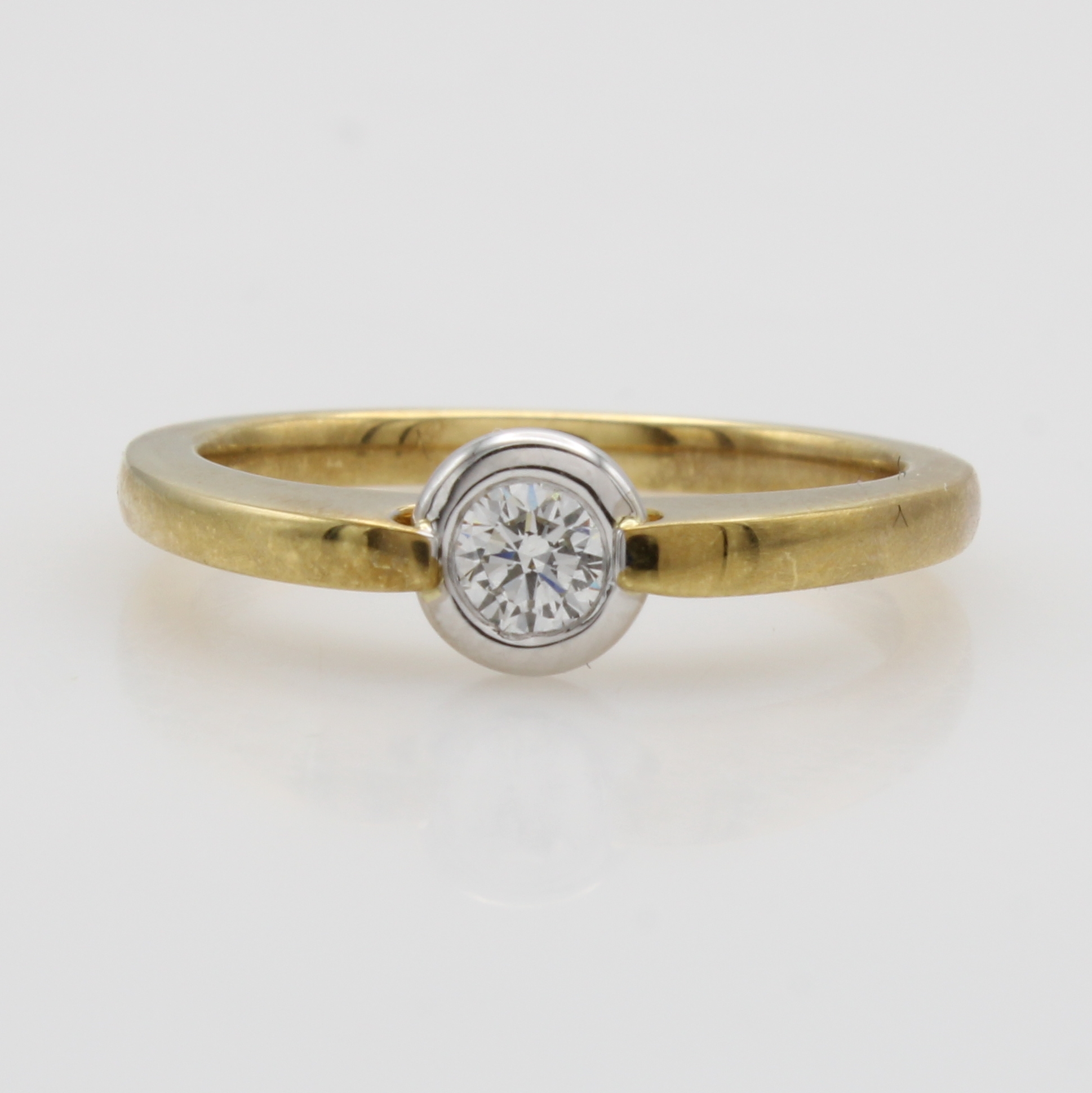 Image 27086843 - Ring mit Brillant, GG 585/000, Brill. in WG ca. 0.20 ct Weiß/si, RW ca. 53 ...