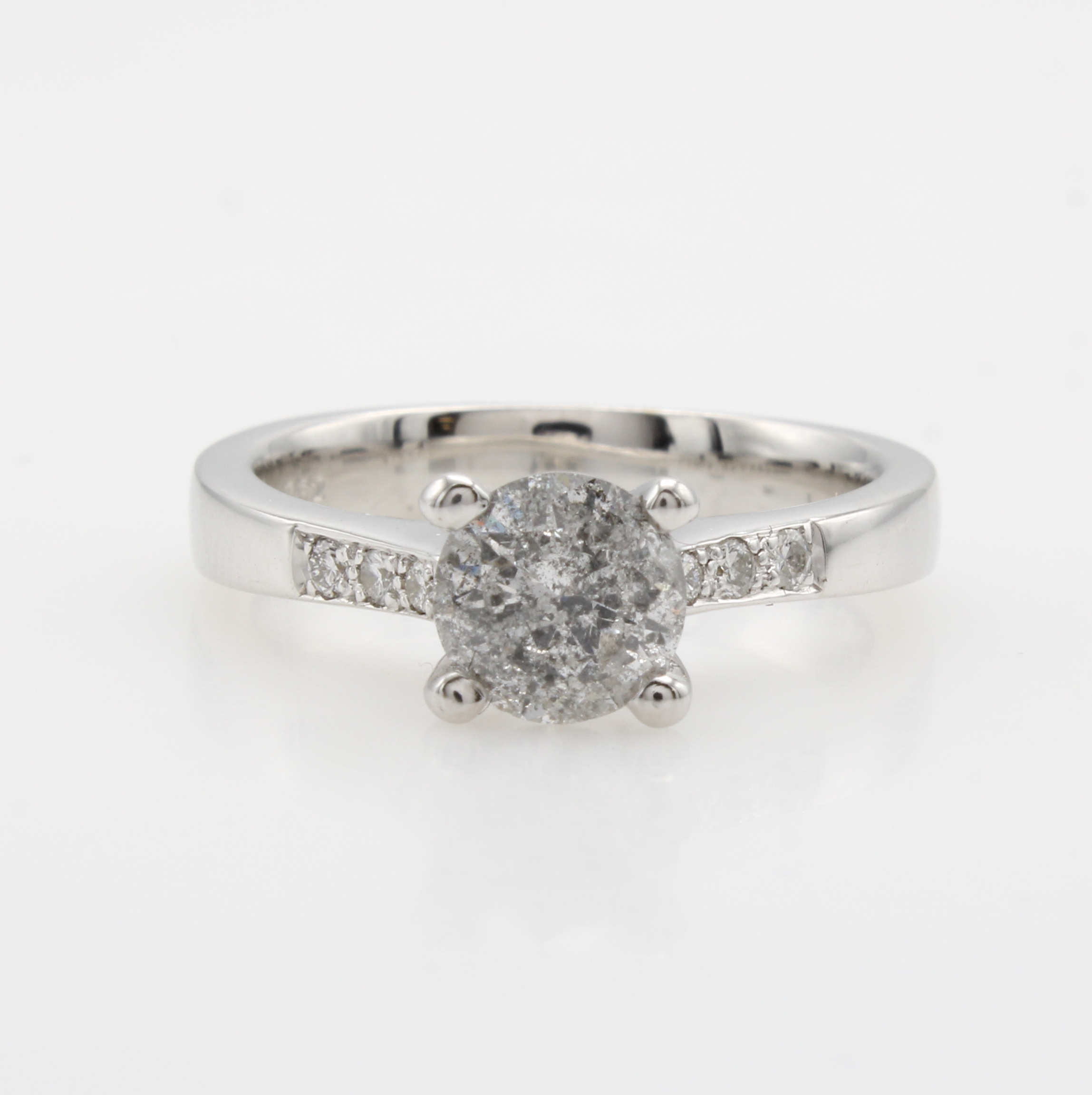 Image 27086845 - Ring mit Brillanten, WG 585/000, Mittelsteinca. 1.02 ct l.get.Weiß/si u. Besatzbrill. ...
