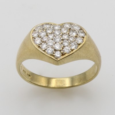 27086840a - Herzring mit Brillanten, GG 585/000, Brill. zus. ca. 0.50 ct Weiß/si, RW ca. 56 ...
