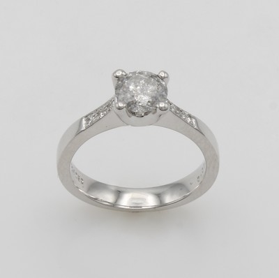 27086845a - Ring mit Brillanten, WG 585/000, Mittelsteinca. 1.02 ct l.get.Weiß/si u. Besatzbrill. ...