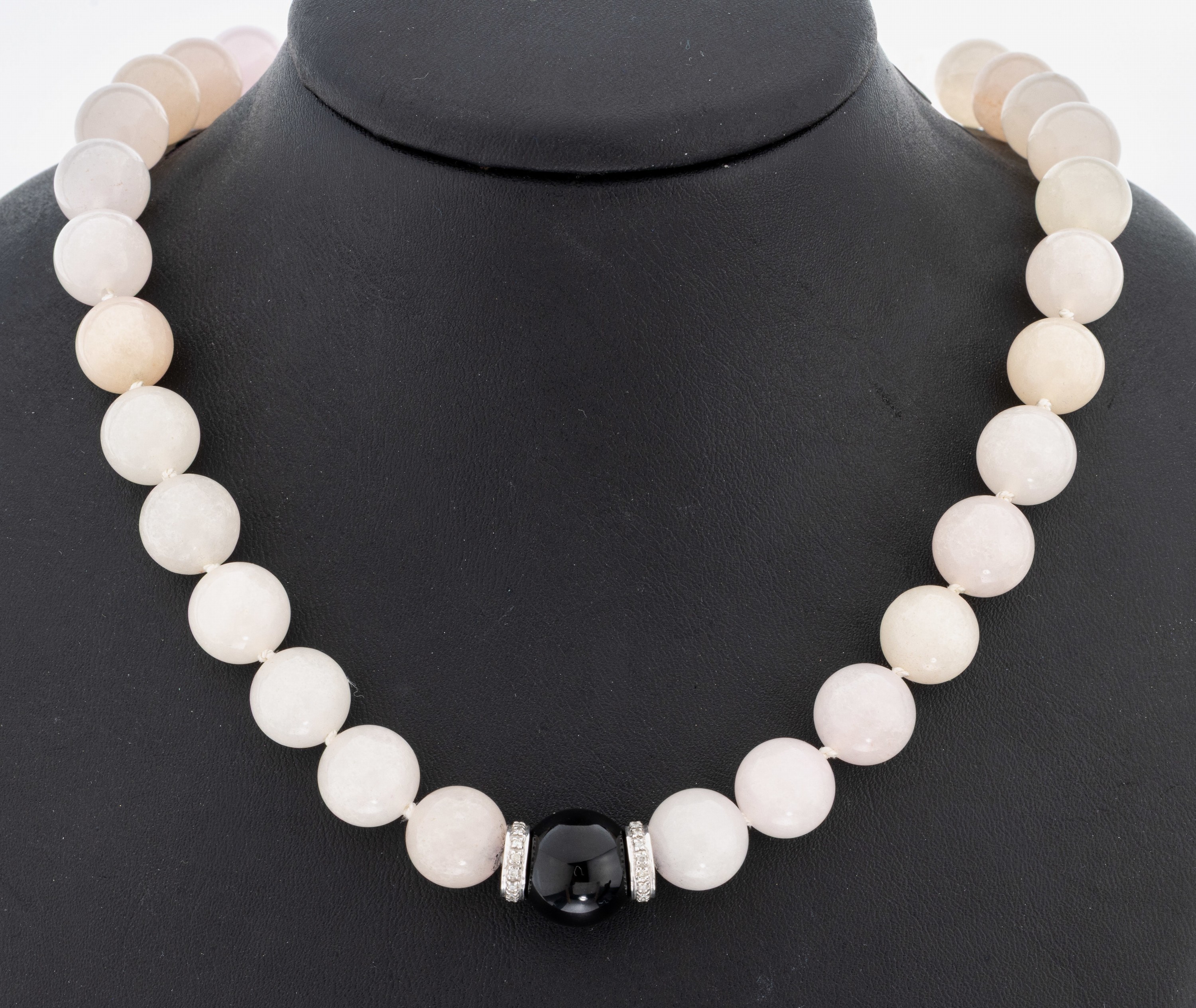 Image 27087187 - Rosenquarz-Onyx-Brillant-Collier mit 18 kt Gold Schließe, WG 750/000, Rosenquarz ...
