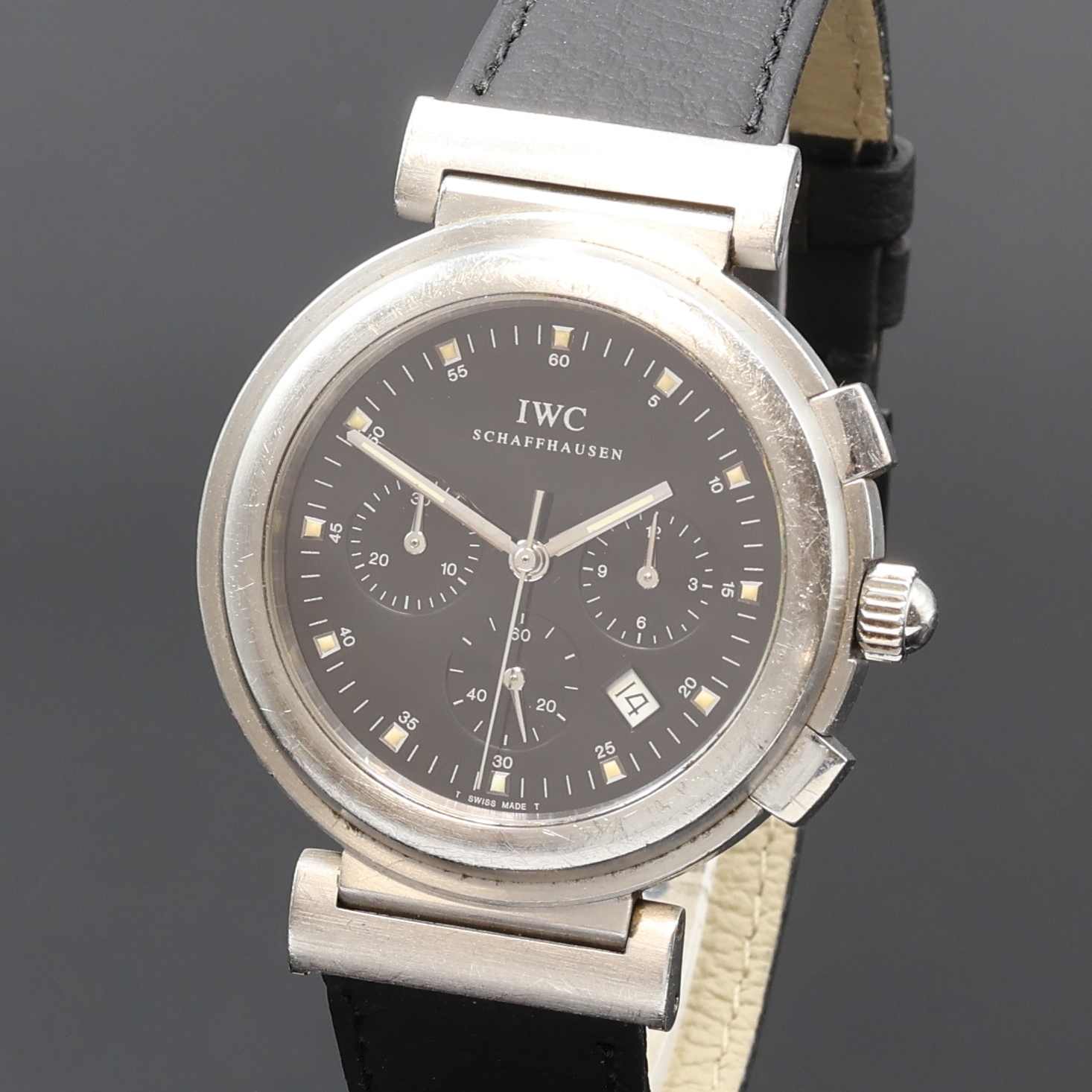 Detail a: IWC Da Vinci Armbandchronograph Referenz 3728, Schweiz um 1995, quarz, Edelstahlgeh., Boden 5-fach verschr., schwarzes Zifferbl. m. ...