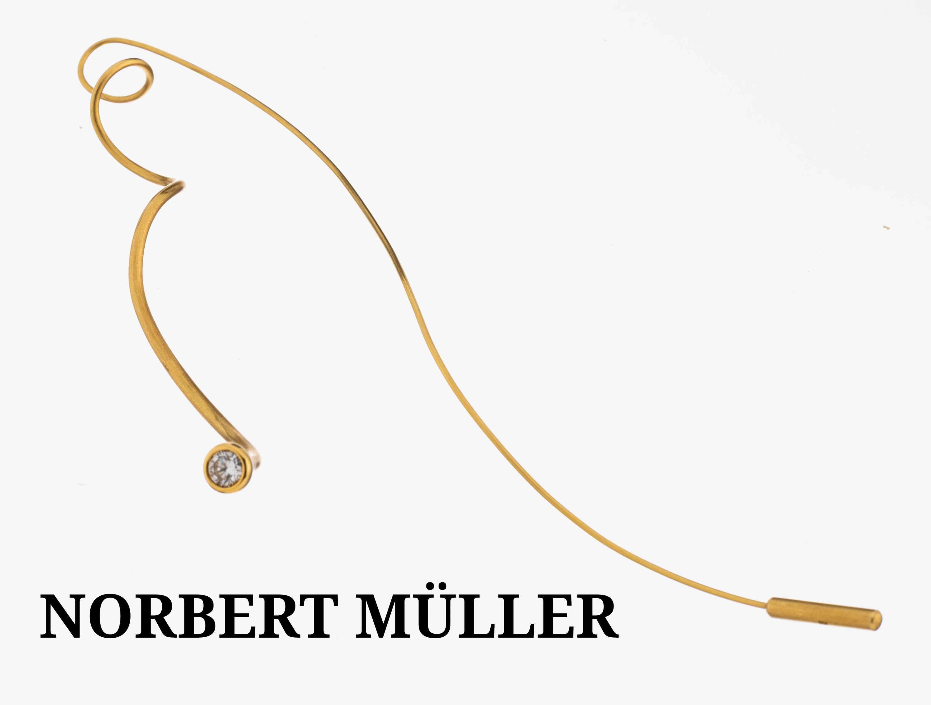 Image 27087189 - Ausgefallene 18 kt Gold Brillant-Anstecknadel, GG 750/000, Oberfläche sat., ...