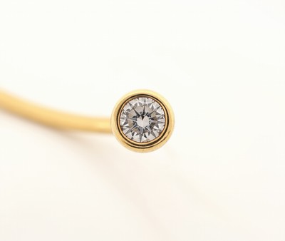 27087189a - Ausgefallene 18 kt Gold Brillant-Anstecknadel, GG 750/000, Oberfläche sat., ...