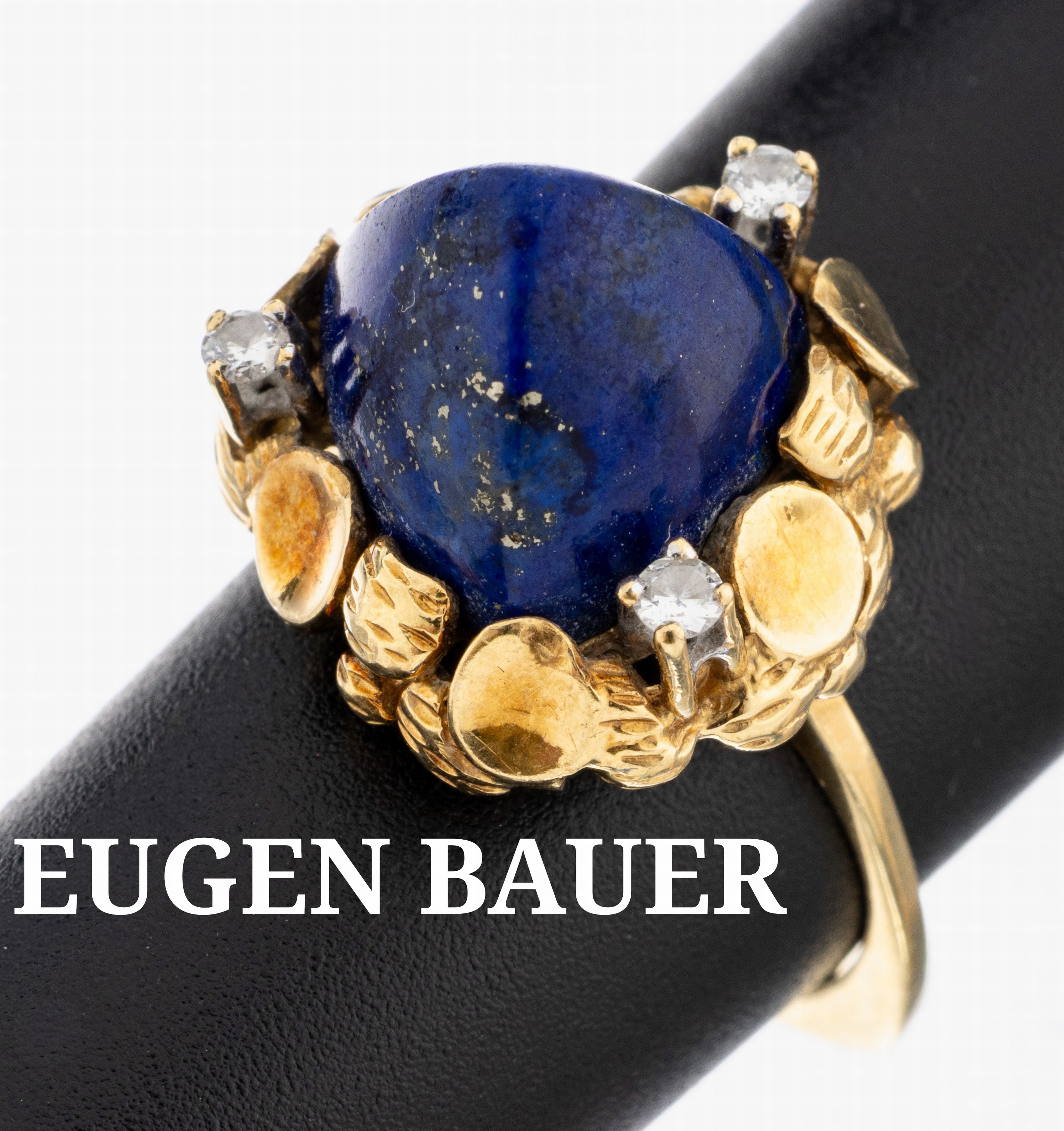 Image 27087300 - 18 kt Gold Lapislazuli-Brillant-Ring, GG 750/000, ungewöhnliches Design, hoher ...