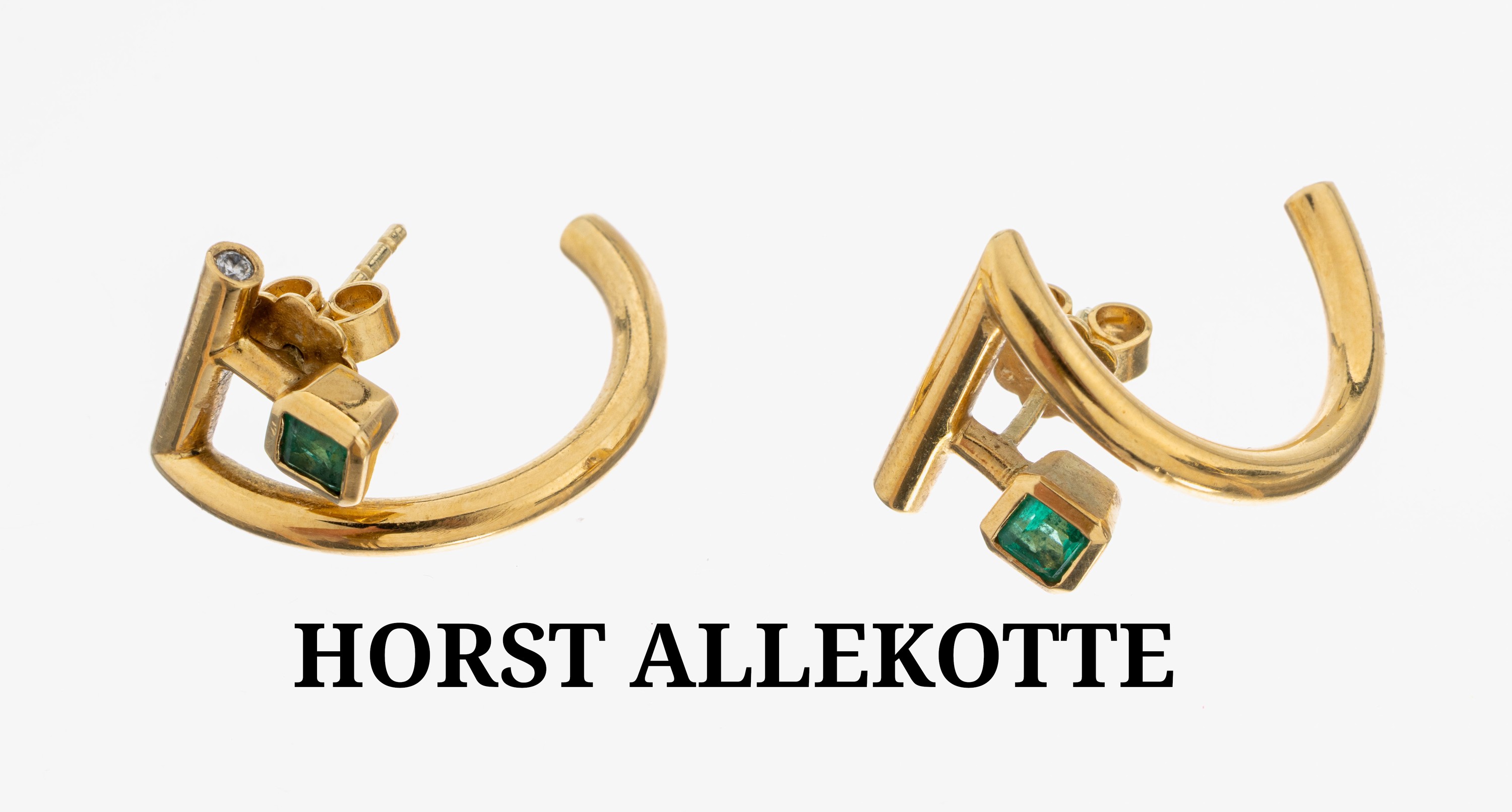 Image 27087327 - Paar 18 kt Gold Smaragd-Brillant-Ohrstecker, GG 750/000, ausgefallenes Design, 2 ...
