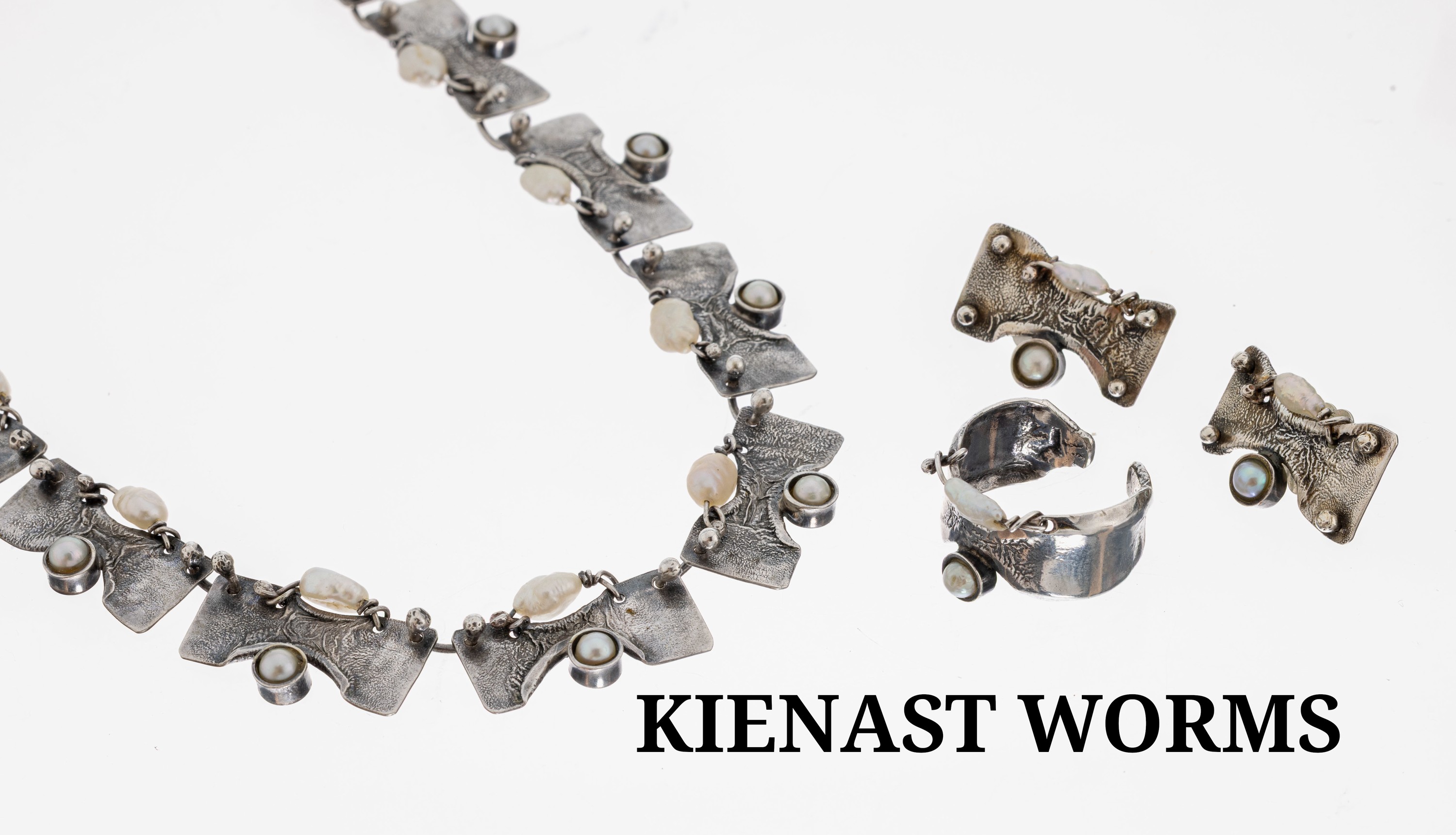 Image 27087331 - Perl-Schmuckset, 925er Silber, abstraktes Design, best. aus: 1 Collier, L. ca. 43.5 cm, ...