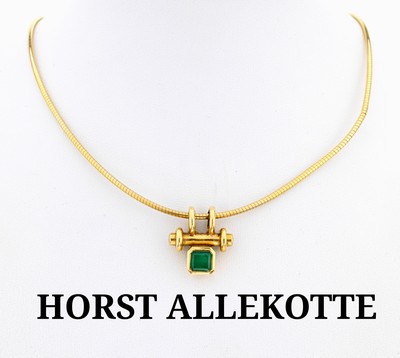 Image 18 kt Gold Smaragd-Brillant-Anhänger, GG 750/000, ausgefallenes Design, facett. ...