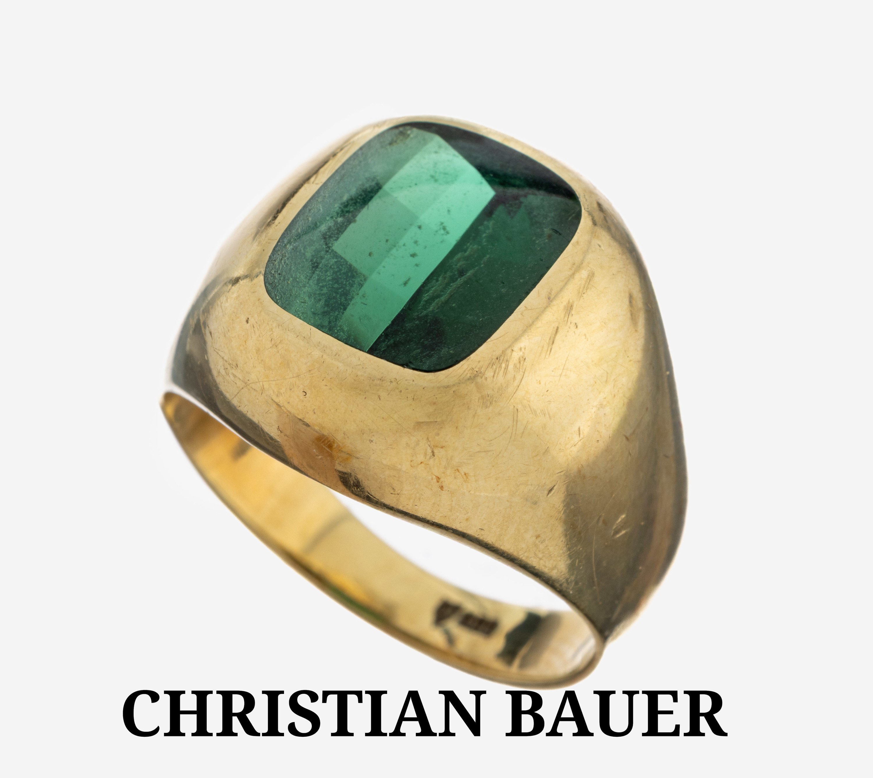Image 27087686 - 14 kt Gold CHRISTIAN BAUER Turmalin-Ring, GG 585/000, Turmalin im Bufftop-Schliff ca. ...
