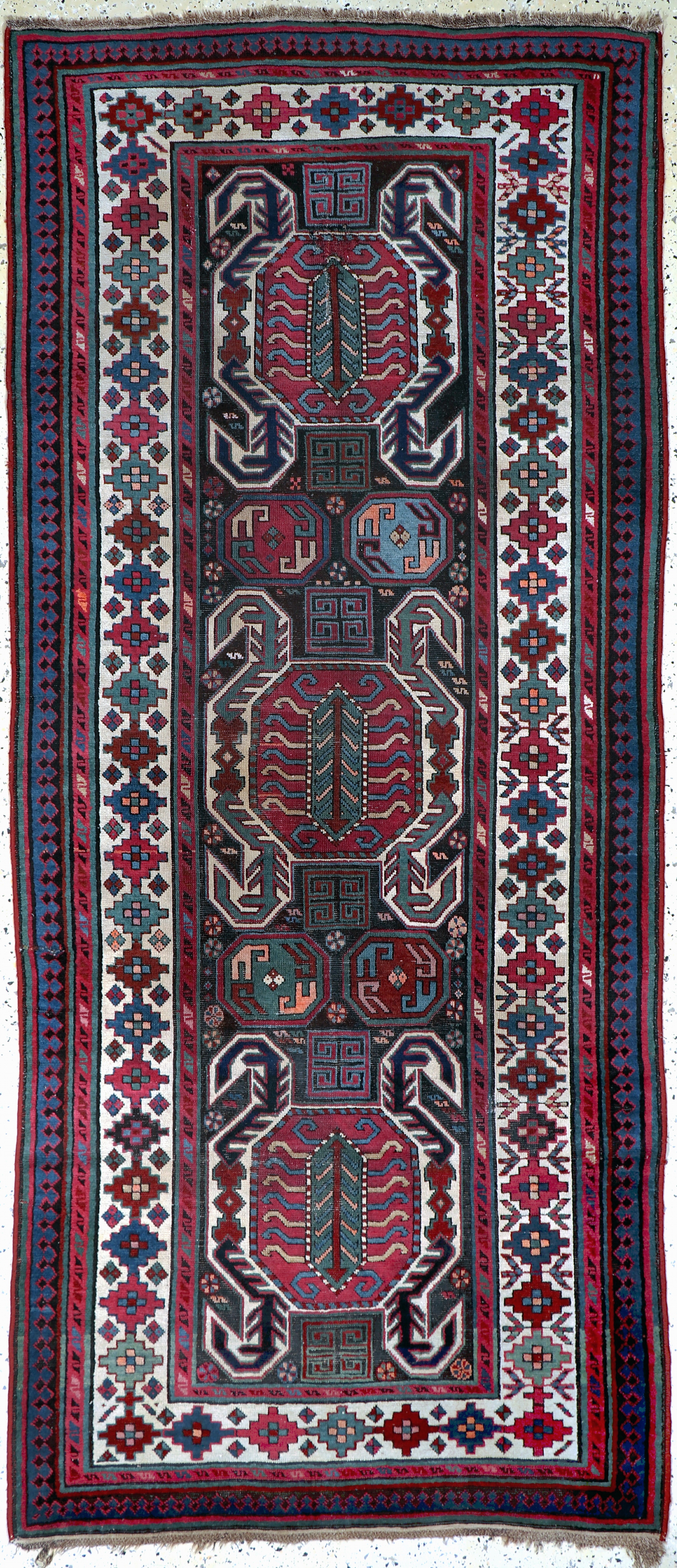 Image 27087737 - ´Lenkoran´Kazak antik, Kaukasus, 19.Jhd, Wolle auf Wolle, ca. 270 x 115 cm, EHZ: 2-3, ...