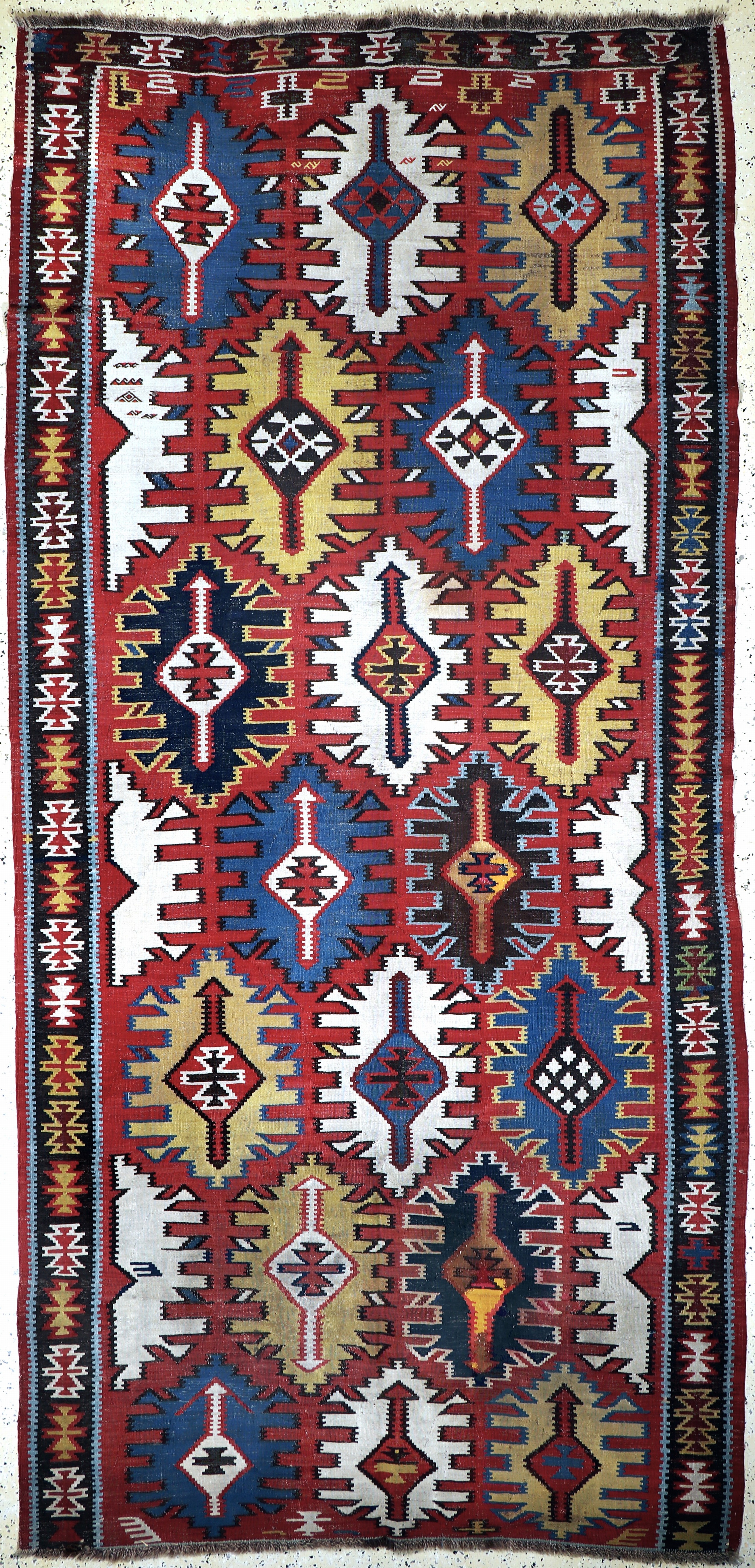 Image 27087738 - Kuba Kelim antik, Kaukasus, 19.Jhd, Wolle auf Wolle, ca. 370 x 175 cm, EHZ: 2, (alte ...