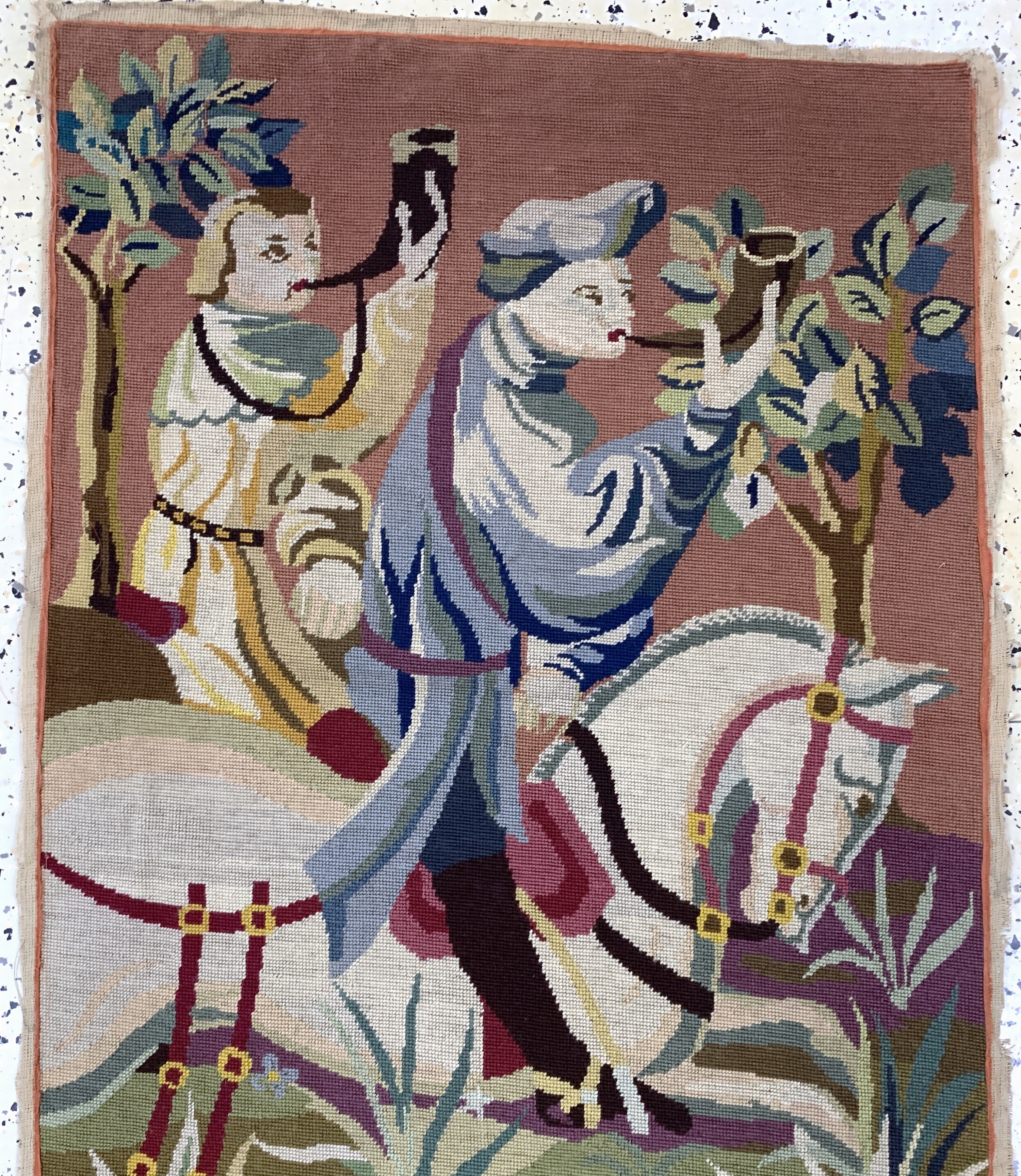 Detail a: 2 Lots Gobelin alt, Europa, Anfang 20.Jhd, Wolle auf Wolle, ca. 160 x 67 cm, EHZ: 2