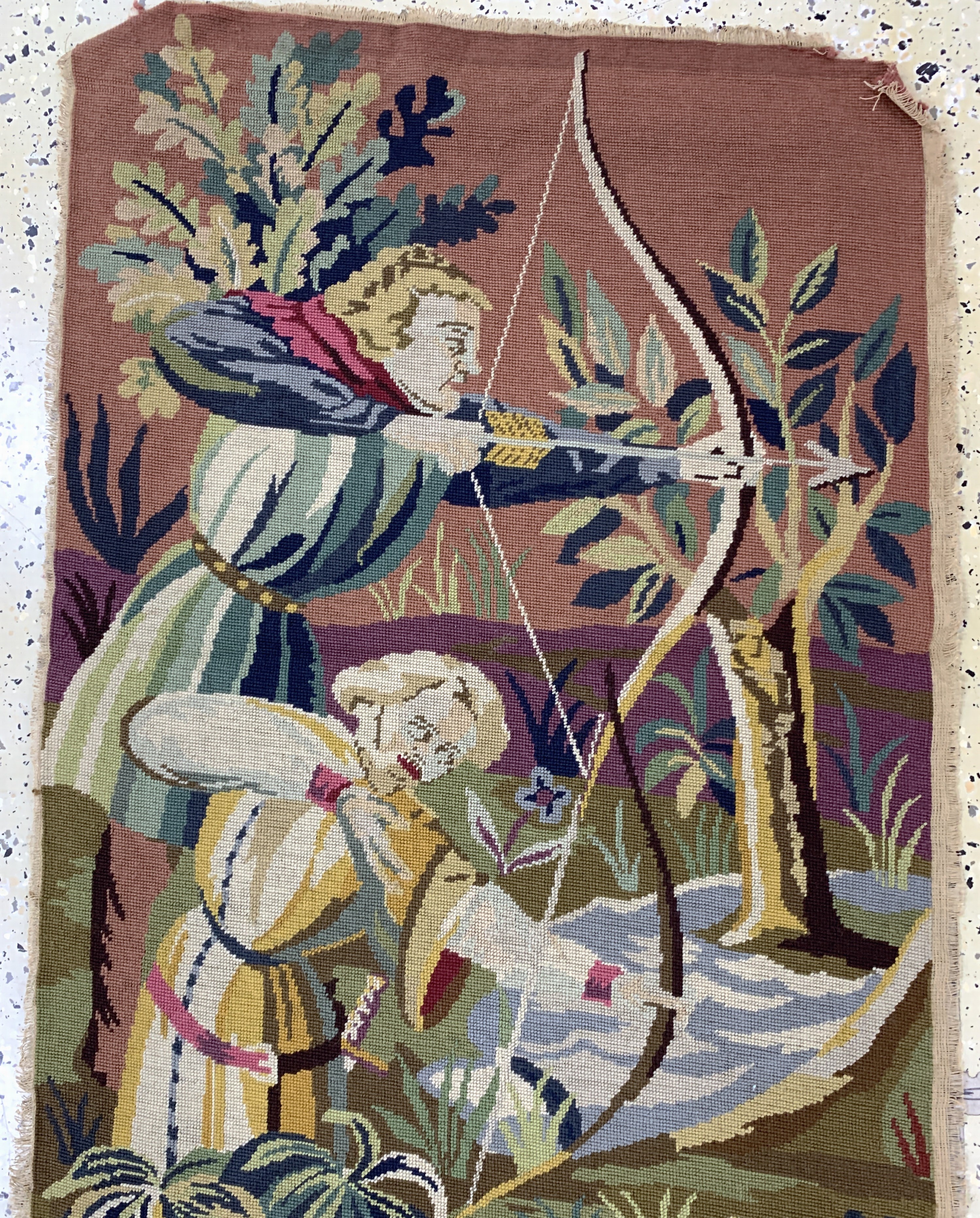 Detail d: 2 Lots Gobelin alt, Europa, Anfang 20.Jhd, Wolle auf Wolle, ca. 160 x 67 cm, EHZ: 2