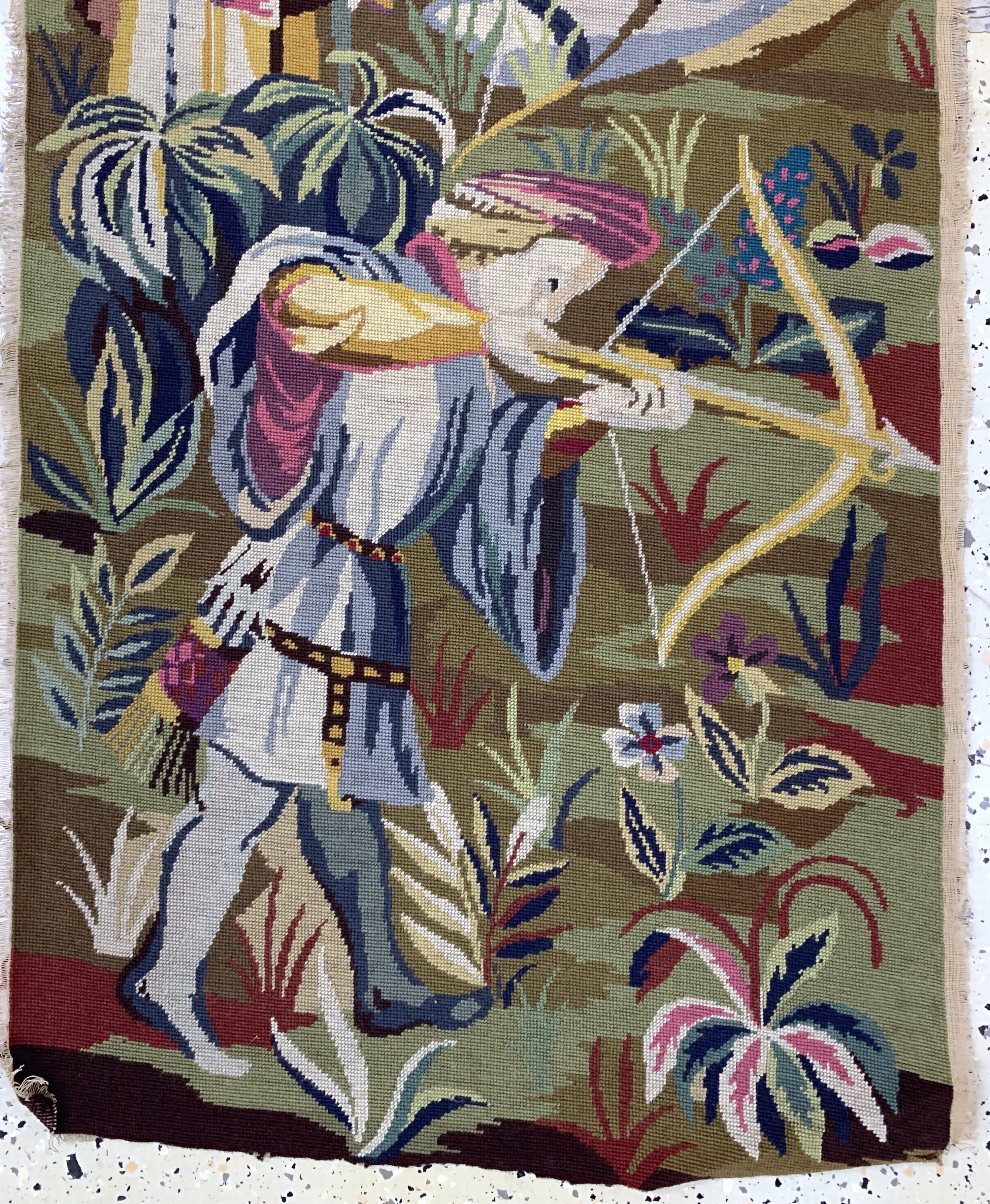 Detail e: 2 Lots Gobelin alt, Europa, Anfang 20.Jhd, Wolle auf Wolle, ca. 160 x 67 cm, EHZ: 2