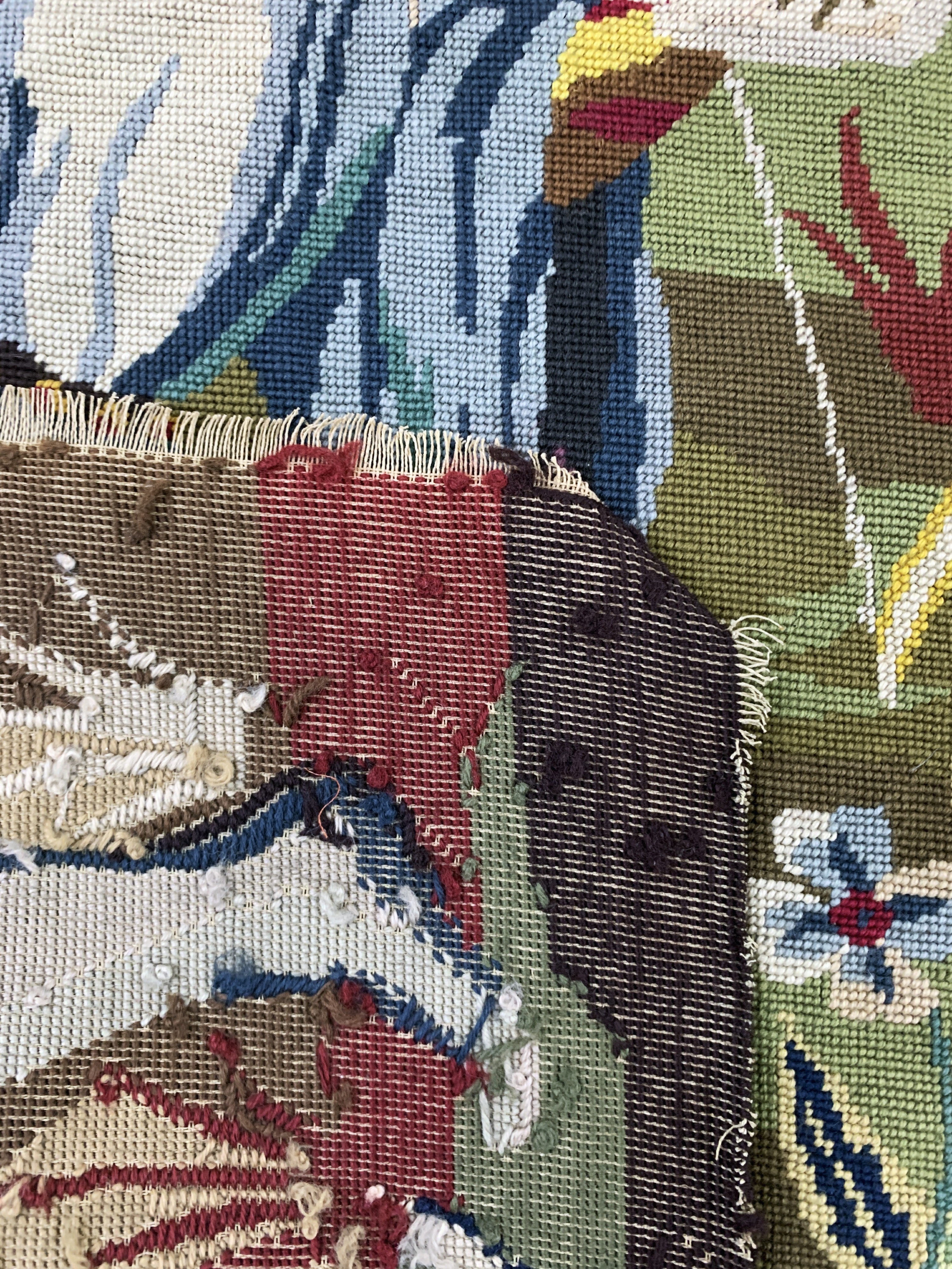 Detail f: 2 Lots Gobelin alt, Europa, Anfang 20.Jhd, Wolle auf Wolle, ca. 160 x 67 cm, EHZ: 2