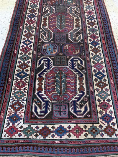 27087737e - ´Lenkoran´Kazak antik, Kaukasus, 19.Jhd, Wolle auf Wolle, ca. 270 x 115 cm, EHZ: 2-3, ...