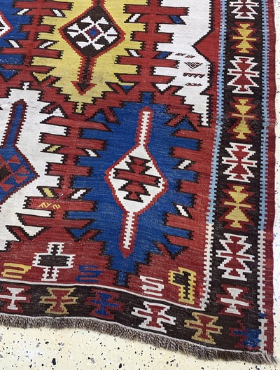 27087738a - Kuba Kelim antik, Kaukasus, 19.Jhd, Wolle auf Wolle, ca. 370 x 175 cm, EHZ: 2, (alte ...