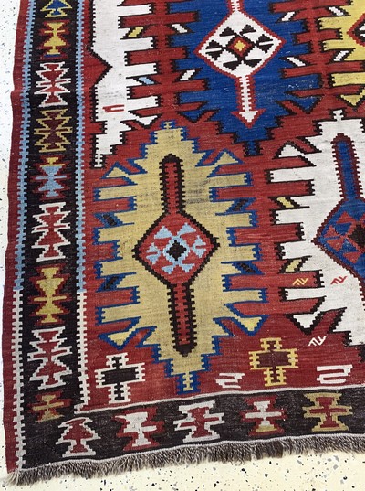 27087738b - Kuba Kelim antik, Kaukasus, 19.Jhd, Wolle auf Wolle, ca. 370 x 175 cm, EHZ: 2, (alte ...