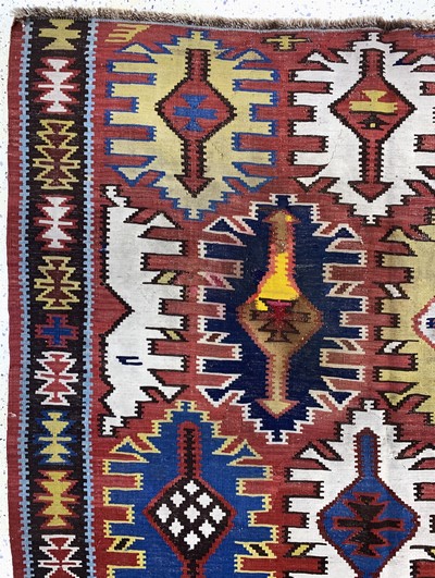 27087738e - Kuba Kelim antik, Kaukasus, 19.Jhd, Wolle auf Wolle, ca. 370 x 175 cm, EHZ: 2, (alte ...