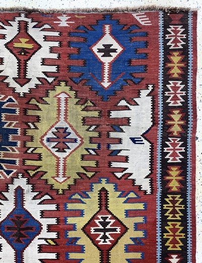 27087738f - Kuba Kelim antik, Kaukasus, 19.Jhd, Wolle auf Wolle, ca. 370 x 175 cm, EHZ: 2, (alte ...