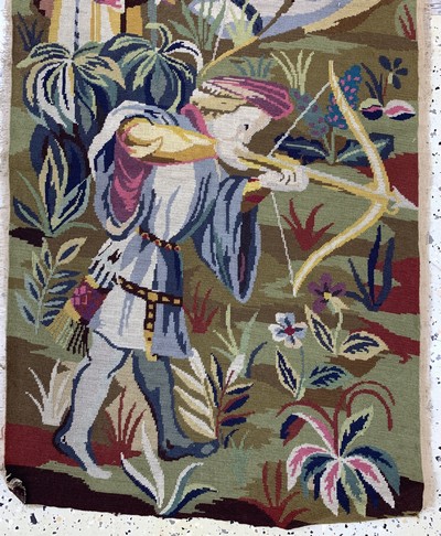 27087740e - 2 lots of old tapestry, Europe, early 20th century, wool on wool, approx. 160 x 67 cm, ...