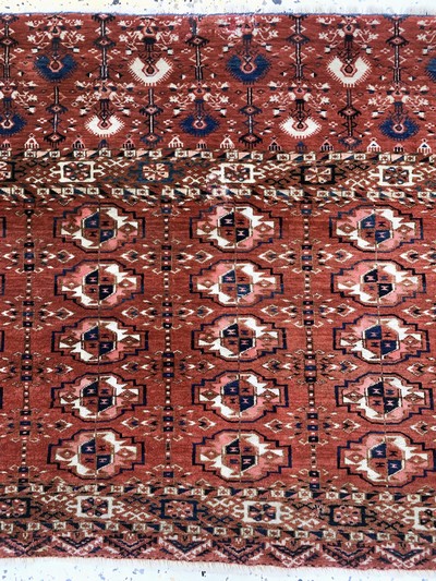 27087741b - Tekke Tschowal antik, Turkmenistan, 19.Jhd,Wolle auf Wolle, ca. 120 x 75 cm, EHZ: 2-3, ...
