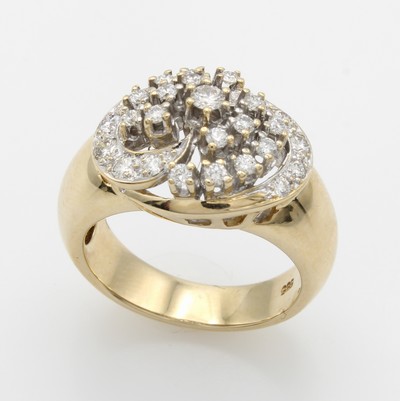 27087781a - Ring mit Brillanten, GG 585/000, Brill. z.T. in Krappenfassungen zus. ca. 0.81 ct feines ...