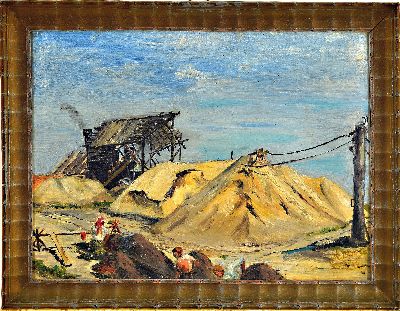 27087861k - Richard Bloos, 1878 Brühl-1957 Düsseldorf, Ansicht wohl eines Kieswerkes, ...