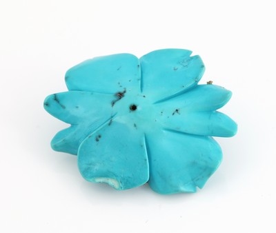 27088077a - Lose Türkis-Blüte, fein geschnitten, Schleifarbeit aus Idar-Oberstein, mittig ...