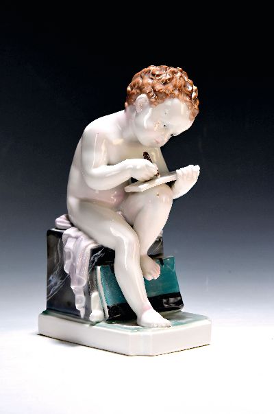 Image Große Porzellanfigur ´Kind beim Schreiben´, Karl Ens, Volkstedt, nach 1919 ...