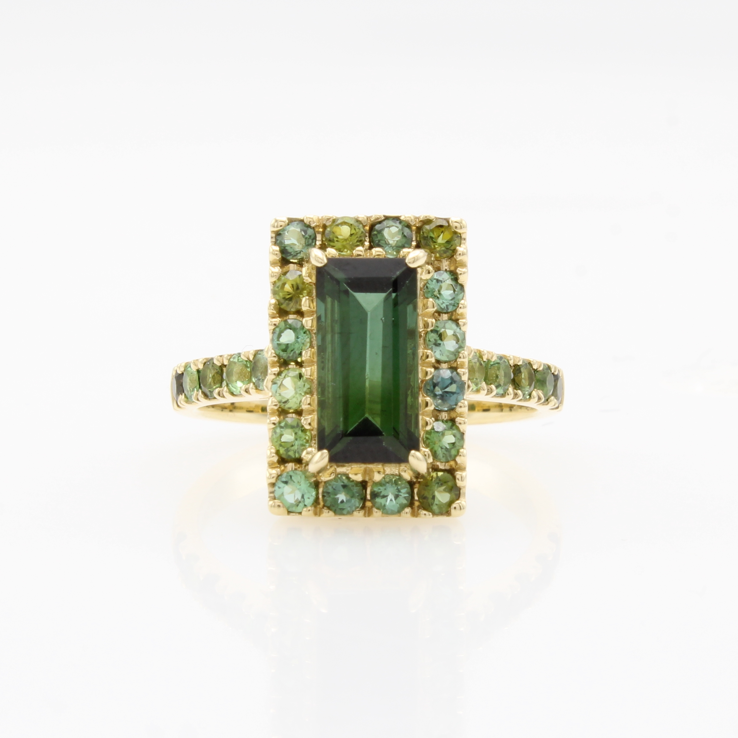 Image 27088560 - Ring mit Turmalinen, GG 585/000, Mittelsteinca. 1.88 ct, 26 Turmaline zus. ca. 0.95 ct, ...