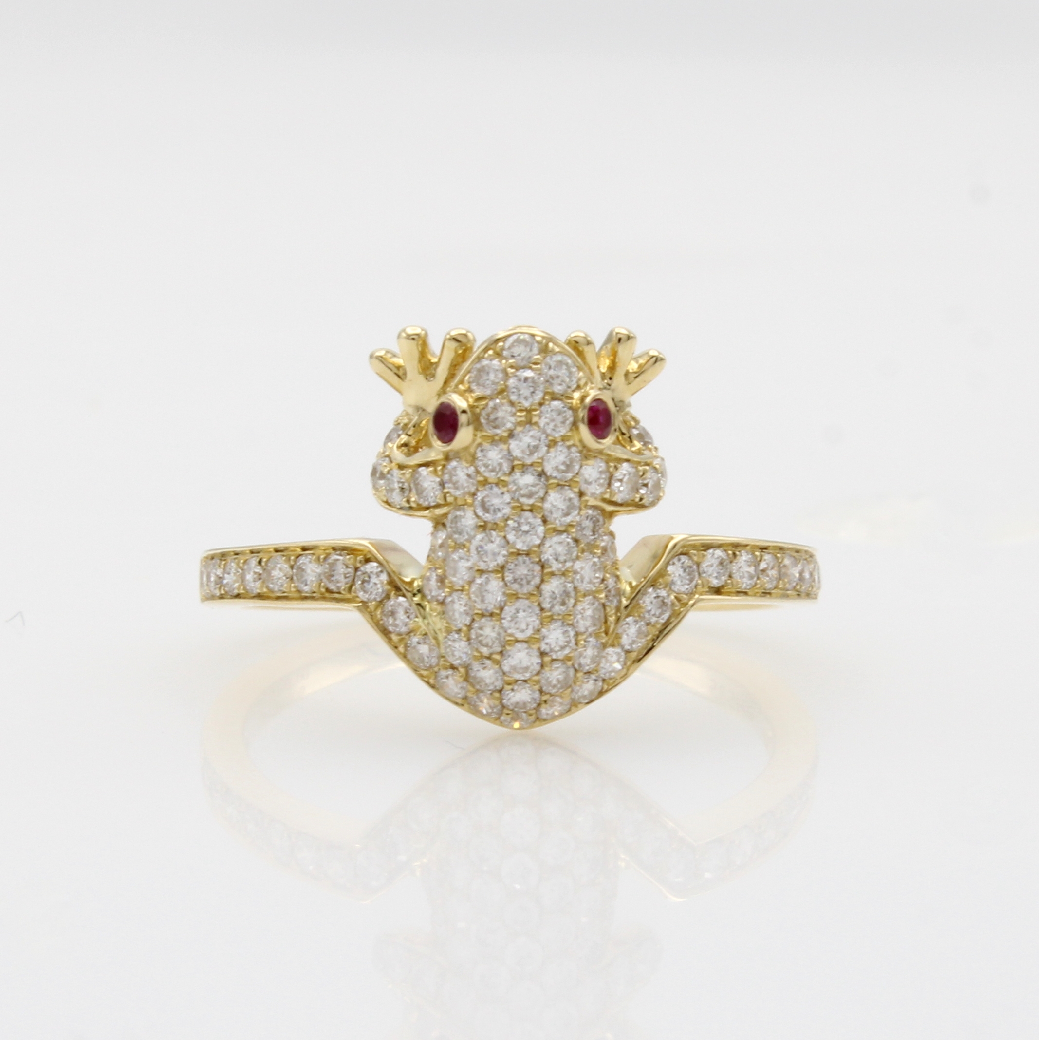 Image 27088563 - Ring ´Frosch´ mit Brillanten und Rubinen, GG585/000, 81 Brill. zus. ca. 0.66 ct feines ...